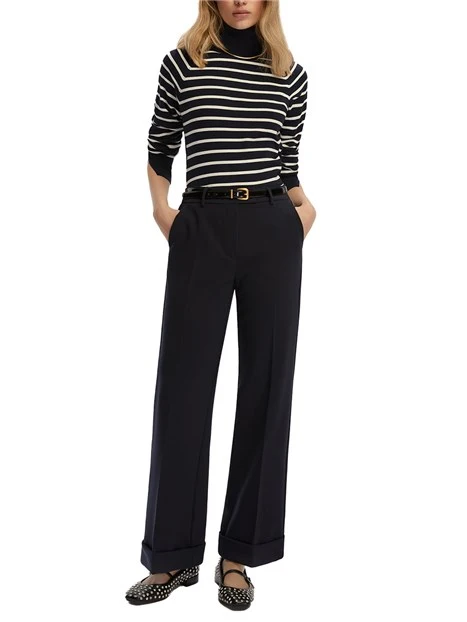 PANTALONI CHINO CON BOTTONE A VISTA DONNA BLU