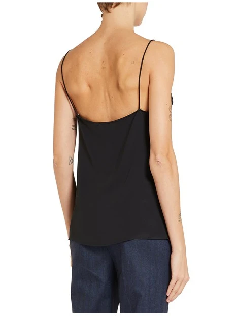 TOP CON PIZZO SPUMA DONNA NERO