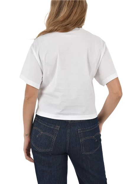 T-SHIRT MANICA CORTA IN COTONE CON CRISTALLI DONNA BIANCO