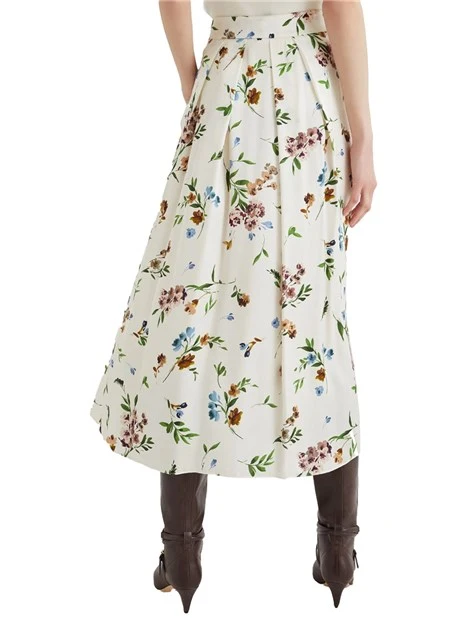 GONNA LUNGA CON STAMPA FLOREALE DONNA BIANCO