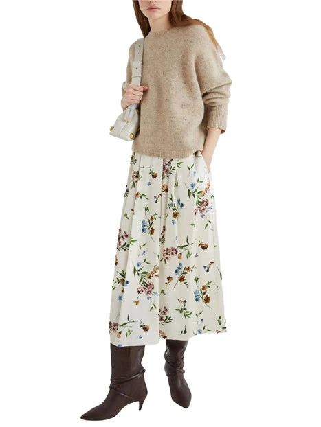 GONNA LUNGA CON STAMPA FLOREALE DONNA BIANCO