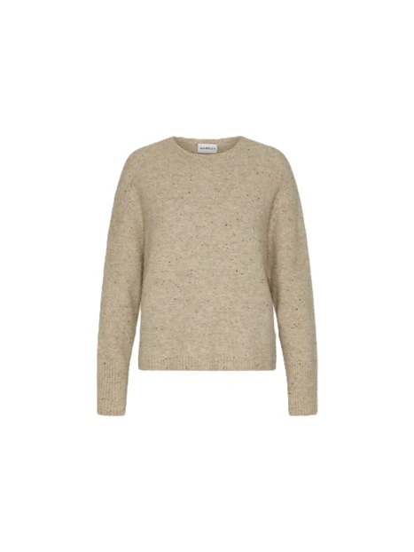 MAGLIA GIROCOLLO IN MISTO ALPACA E LANA IN FILATO BOTTONATO DONNA BEIGE