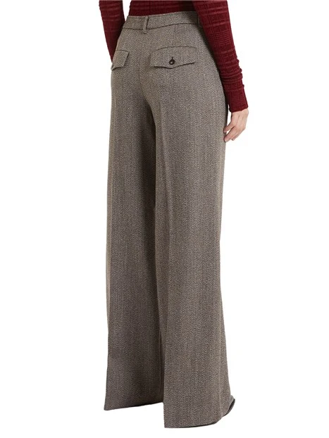 PANTALONI PALAZZO IN LANA CON PIEGA STIRATA DONNA MARRONE