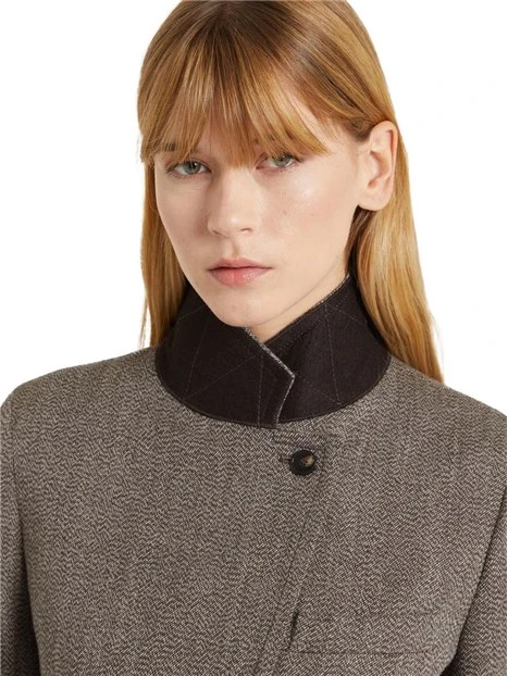 GIACCA BLAZER MONOPETTO  IN LANA DONNA MARRONE