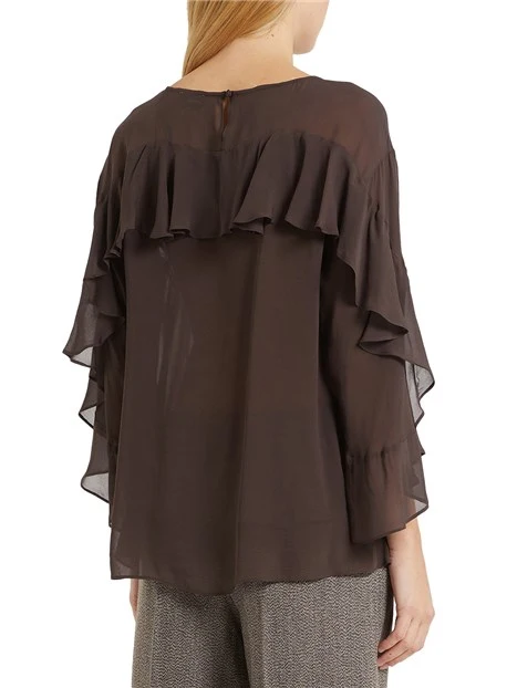 BLUSA IN GEORGETTE BALERA DONNA MARRONE
