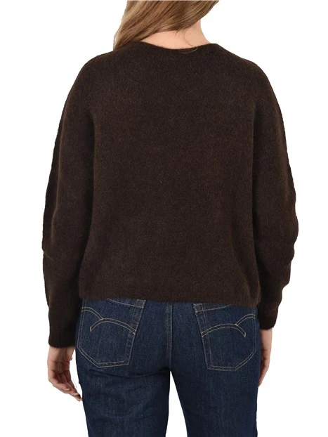 MAGLIA GIROCOLLO MISTO ALPACA E LANA DONNA MARRONE