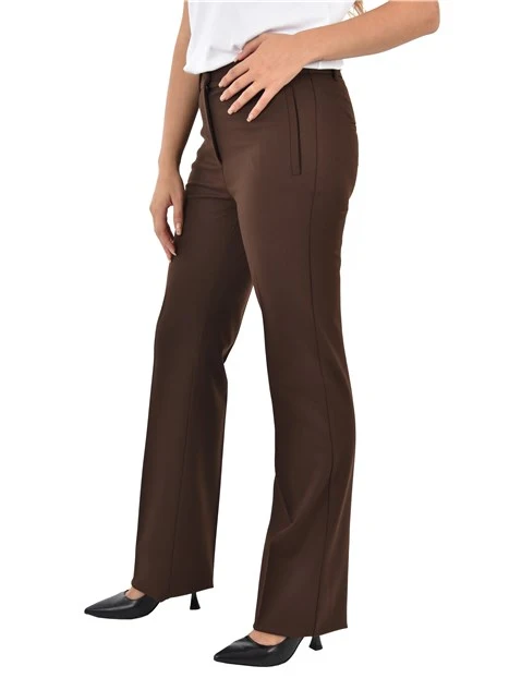PANTALONA A PALAZZO CON PIEGA DONNA MARRONE