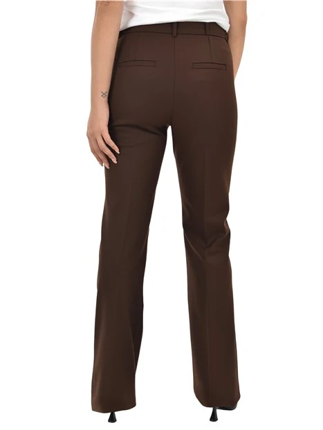 PANTALONA A PALAZZO CON PIEGA DONNA MARRONE