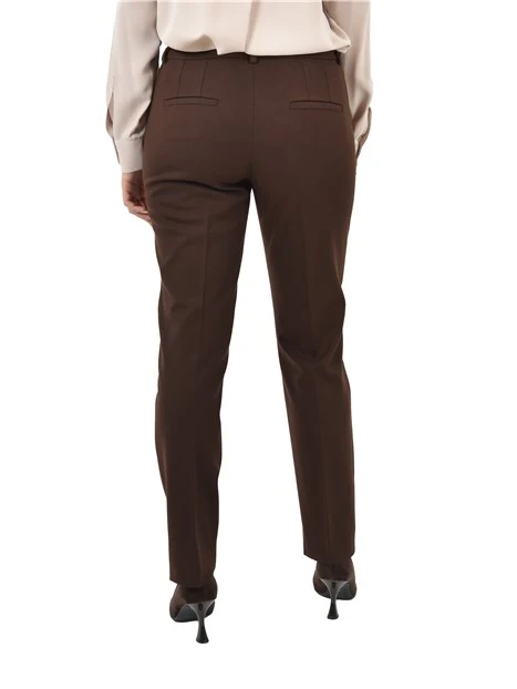 PANTALONI IN MISTO VISCOSA FLORIA DONNA MARRONE