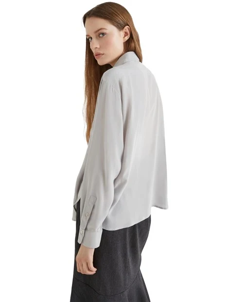 CAMICIA IN SETA CON SPACCHETTI LATERALI DONNA GRIGIO