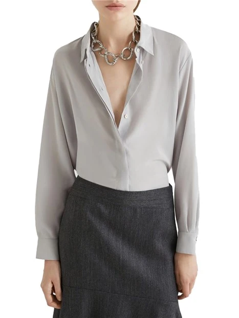 CAMICIA IN SETA CON SPACCHETTI LATERALI DONNA GRIGIO