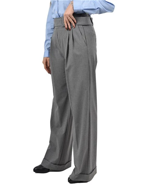 PANTALONI PALAZZO CON PINCES E CINTURA ALTA DONNA GRIGIO
