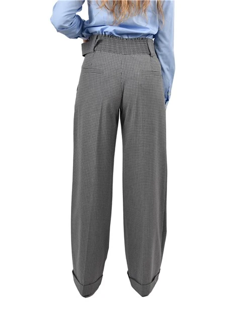 PANTALONI PALAZZO CON PINCES E CINTURA ALTA DONNA GRIGIO