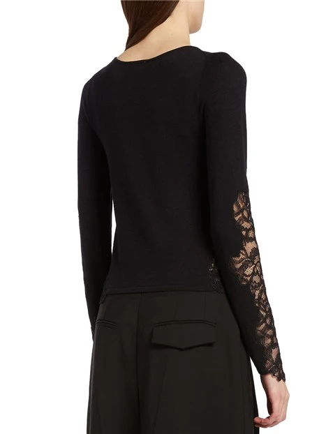 MAGLIA CON PIZZO TORSO DONNA NERO