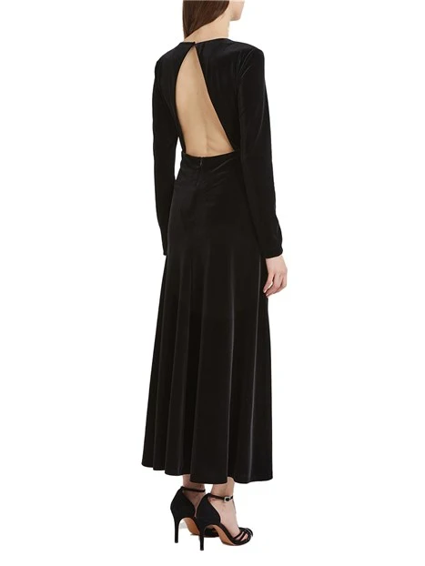 VESTITO LUNGO IN VELLUTO RICORSO DONNA NERO