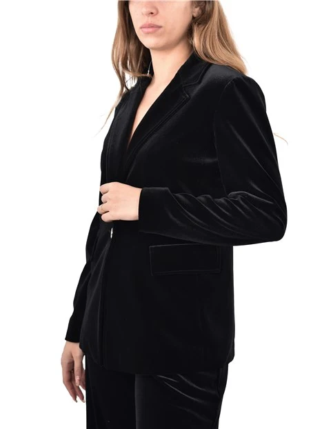 BLAZER IN VELLUTO MONOPETTO DONNA NERO
