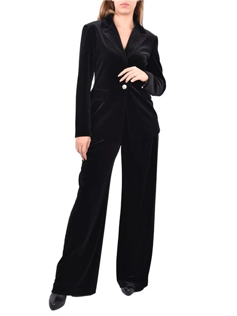 BLAZER IN VELLUTO MONOPETTO DONNA NERO