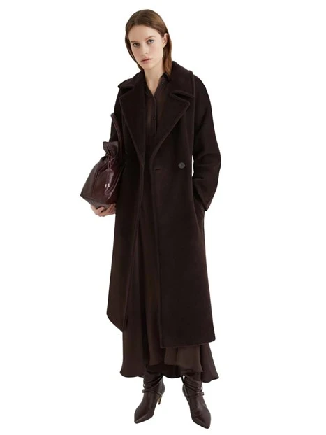 CAPPOTTO LUNGO CON TASCHE DIAGONALI DONNA MARRONE