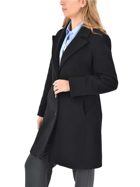 CAPPOTTO CORTO SCOLLO A REVER CON BOTTONI A VISTA DONNA NERO