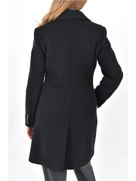 CAPPOTTO CORTO SCOLLO A REVER CON BOTTONI A VISTA DONNA NERO