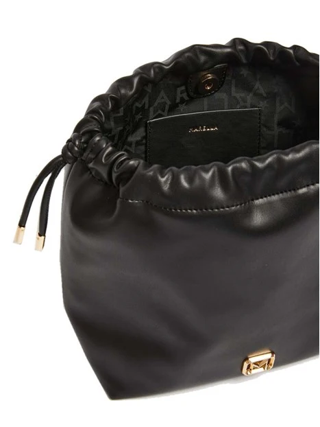 BORSA A MANO GIOIOSA CON LOGO M IN METALLO DONNA NERO