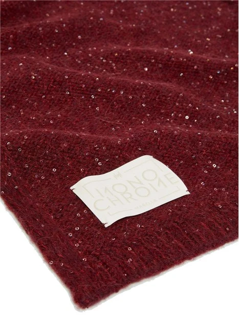 SCIARPA IN MISTO LANA CASHMERE CON MICRO PAILLETTE DONNA BORDEAUX