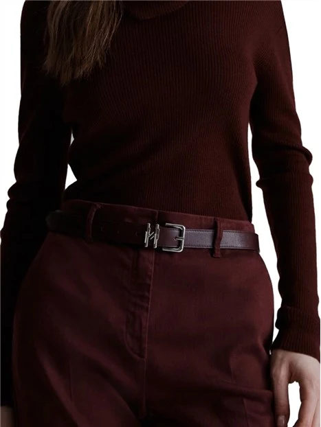 CINTURA IN PELLE CON PASSANTE DONNA BORDEAUX