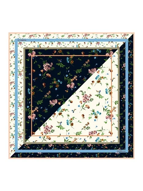 FOULARD CON STAMPA FIORI E FRANGE DONNA BIANCO