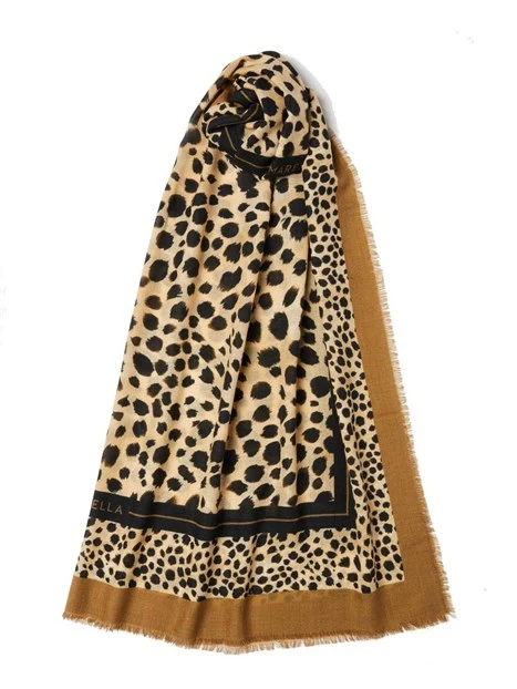 FOULARD CON STAMPA ANIMALIER E FRANGE DONNA