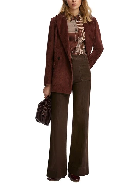 PANTALONI IN COTONE RUSPA DONNA MARRONE