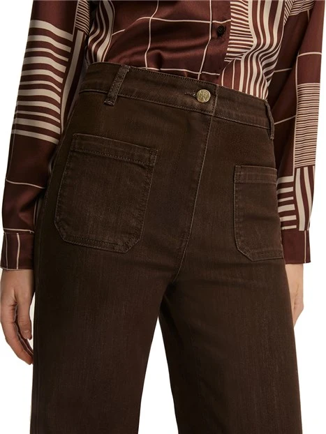 PANTALONI IN COTONE RUSPA DONNA MARRONE