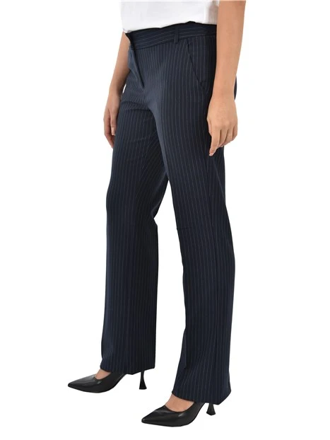 PANTALONE CHINO CON BOTTONE A CONTRASTO DONNA BLU