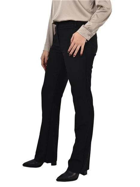 PANTALONE CHINO CON BOTTONE A CONTRASTO DONNA NERO