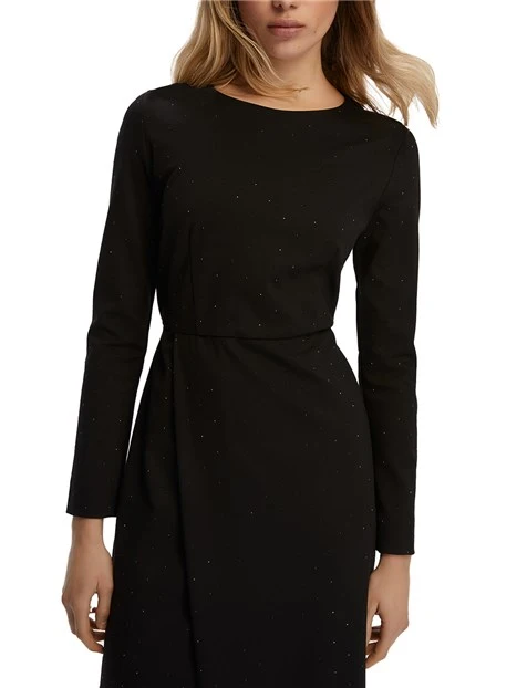 VESTITO LUNGO IN JERSEY IN MISTO VISCOSA DONNA NERO