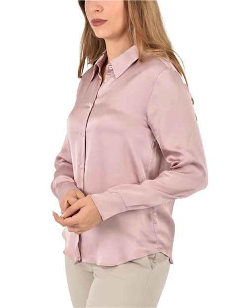 CAMICIA IN RASO CON COLLO A CAMICIA DONNA ROSA