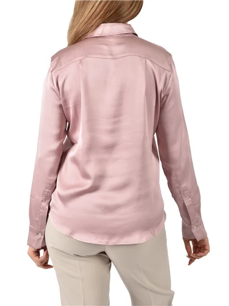 CAMICIA IN RASO CON COLLO A CAMICIA DONNA ROSA