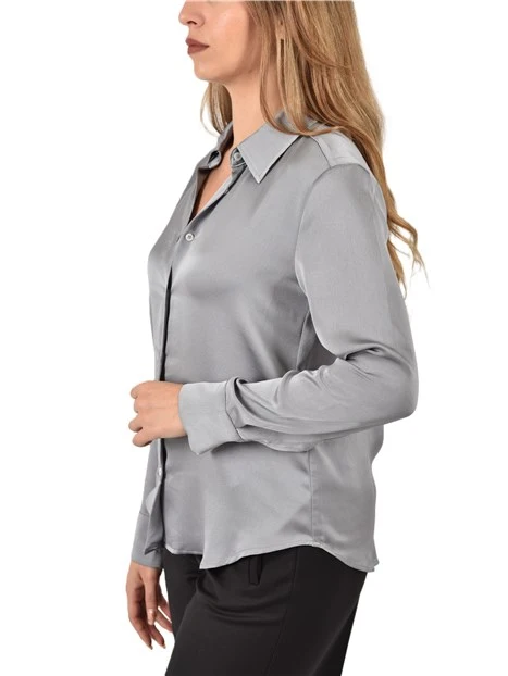 CAMICIA IN RASO CON COLLO A CAMICIA DONNA GRIGIO