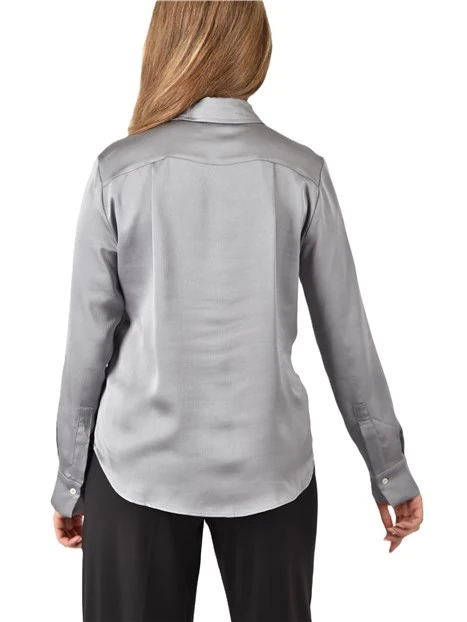 CAMICIA IN RASO CON COLLO A CAMICIA DONNA GRIGIO
