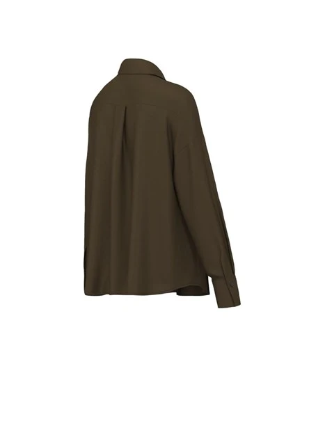 BLUSA IN RASO CON COLLO A CAMICIA DONNA VERDE