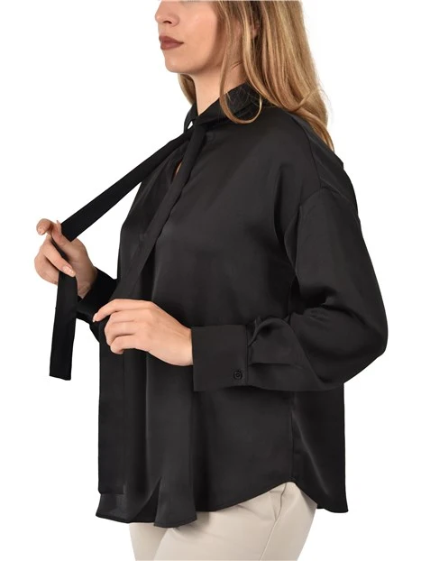 BLUSA IN RASO CON FIT DRITTO DONNA NERO
