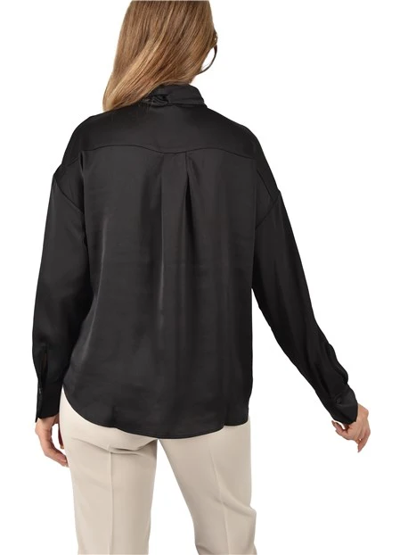 BLUSA IN RASO CON FIT DRITTO DONNA NERO