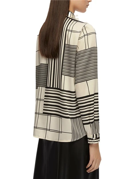 CAMICIA CON FANTASIA GEOMETRICA DONNA BIANCO