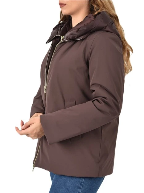 PIUMINO CORTO IMBOTTITO FULL ZIP DONNA  BLU BORDEAUX