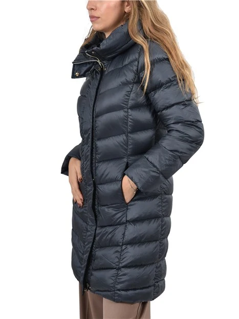 PIUMINO CON CAPPUCCIO E ZIP NASCOSTA DONNA ANTRACITE