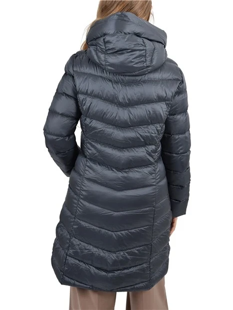 PIUMINO CON CAPPUCCIO E ZIP NASCOSTA DONNA ANTRACITE