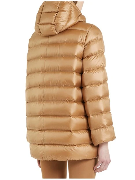 PIUMINO CORTO CON CAPPUCCIO DONNA BEIGE