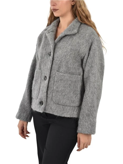 CAPPOTTO CORTO MISTO LANA E ALPACA DONNA GRIGIO