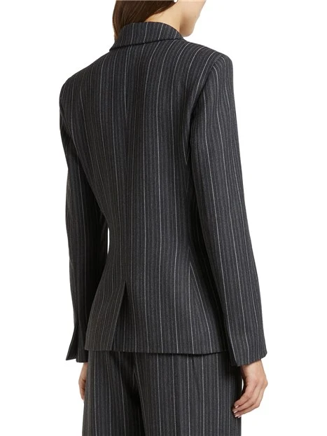 GIACCA BLAZER DOPPIOPETTO A RIGHE DONNA ANTRACITE