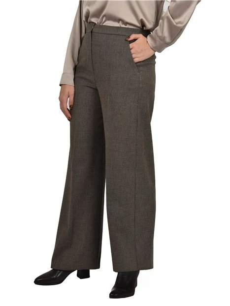 PANTALONE PALAZZO CON PIEGA STIRATA DONNA MARRONE