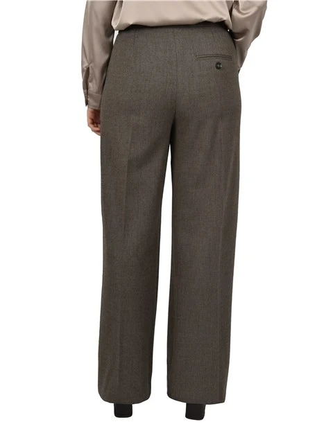 PANTALONE PALAZZO CON PIEGA STIRATA DONNA MARRONE